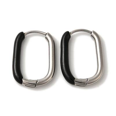 304 Stainless Steel & Enamel Hoop Earrings for Women