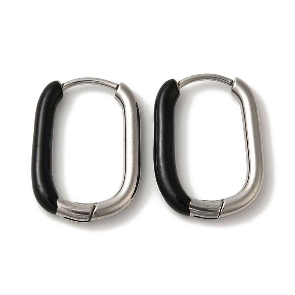 304 Stainless Steel & Enamel Hoop Earrings for Women