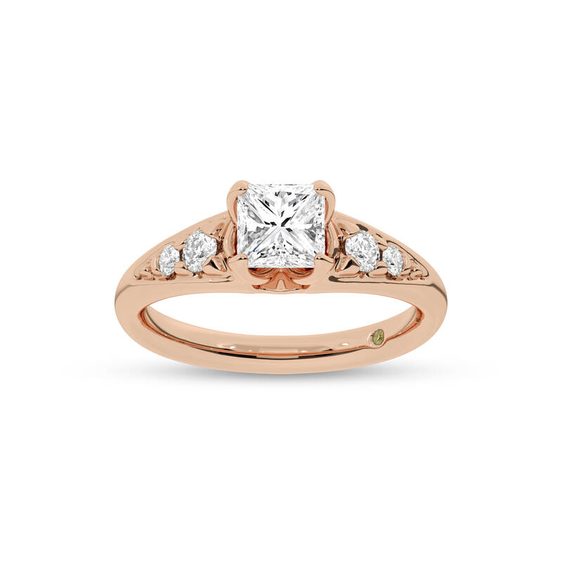 Lyon Tapered Pavé Princess Cut Lab Grown Diamond Engagement Ring | 14K Rose Gold 3 1/4 CT. TW.