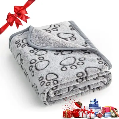 Winter Warm Pet Bed, Paw Print Pet Blanket, Soft Cute Pet Mat, Pet Sleeping Blanket for Dogs & Cats (It is Recommended to Ta...