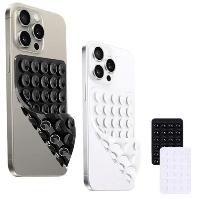 2Pack Silicone Phone Sticky Grip, Suction Phone Case Mount for iPhone and Android, Hands-Free Sticky Cell Phone Grip, Mobile ...