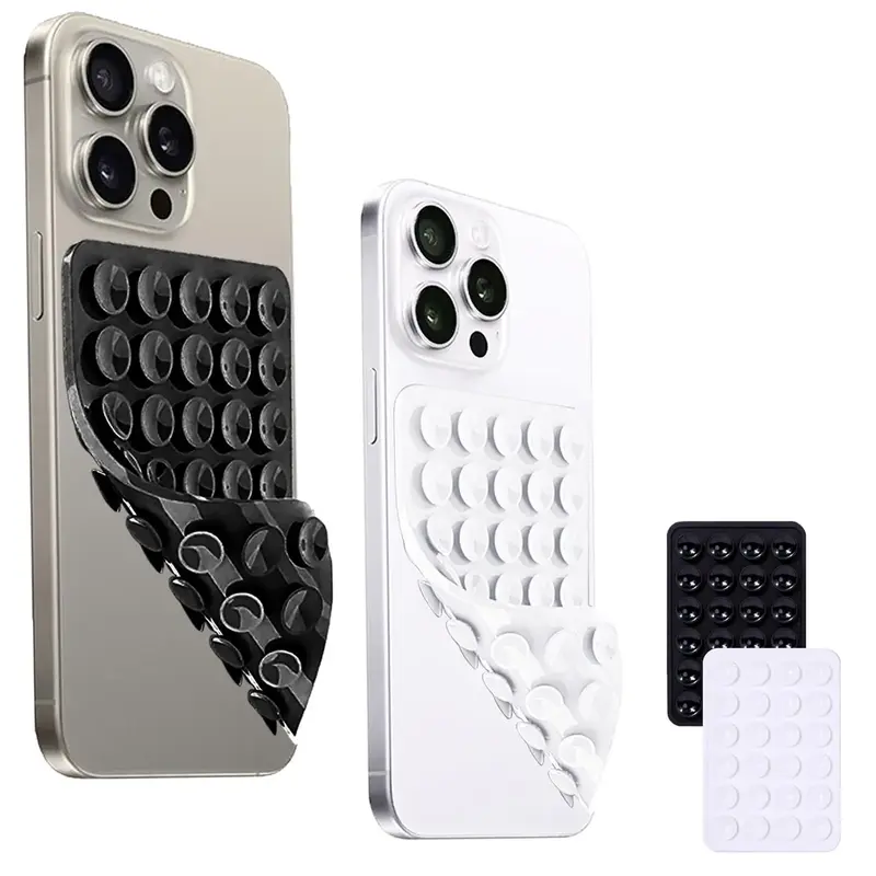2Pack Silicone Phone Sticky Grip, Suction Phone Case Mount for iPhone and Android, Hands-Free Sticky Cell Phone Grip, Mobile ...