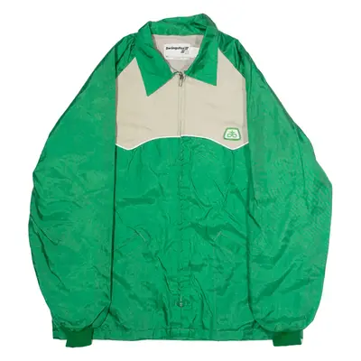 SWINGSTER Mens Windbreaker Jacket Green Nylon 80s Colourblock L