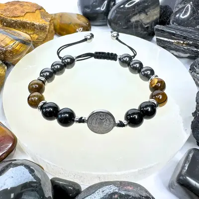SAINT BENEDICT TRIPLE PROTECTION HAND MADE MACRAME BRACELET
