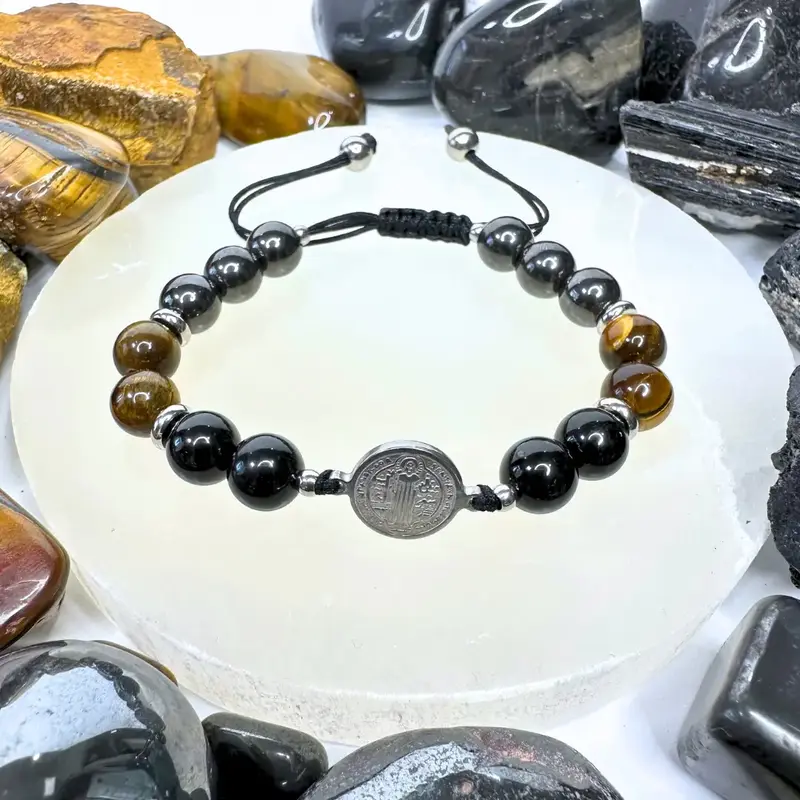 SAINT BENEDICT TRIPLE PROTECTION HAND MADE MACRAME BRACELET
