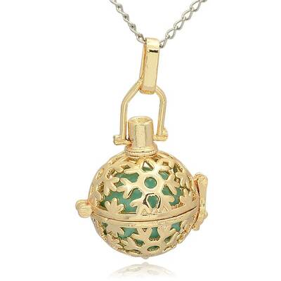 Golden Tone Brass Hollow Round Cage Pendants