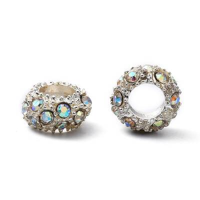 Crystal AB Rhinestone European Alloy Beads Fit Charm Bracelets To Make Jewelry
