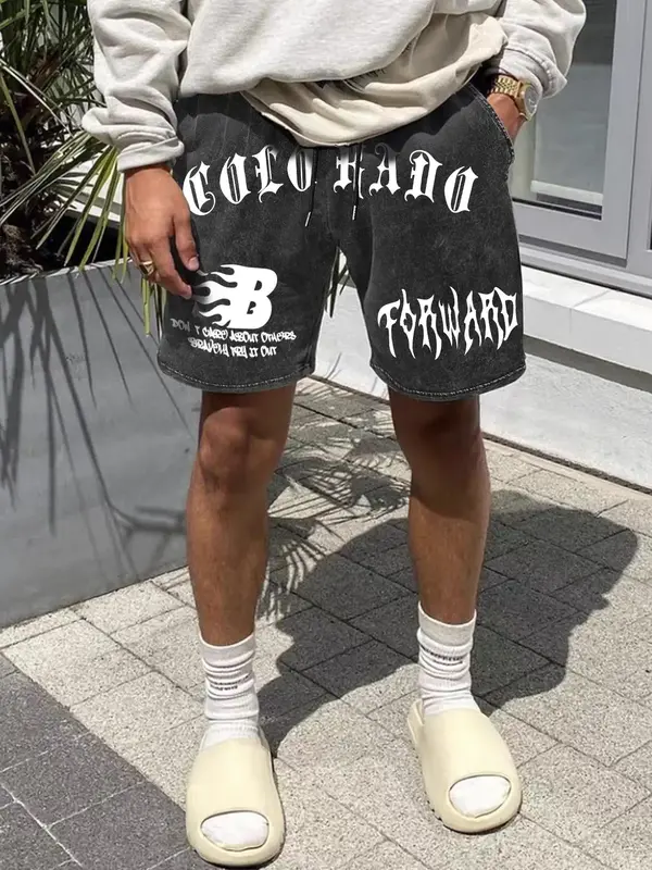 Unisex's Letter Print Drawstring Shorts, Street Fashion Casual Shorts for Daily Wear, Men's Bottoms for Summer, Athleisure Ca...