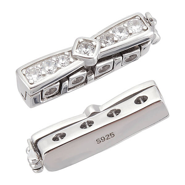 2pcs 925 Sterling Silver Rhinestone Clasps