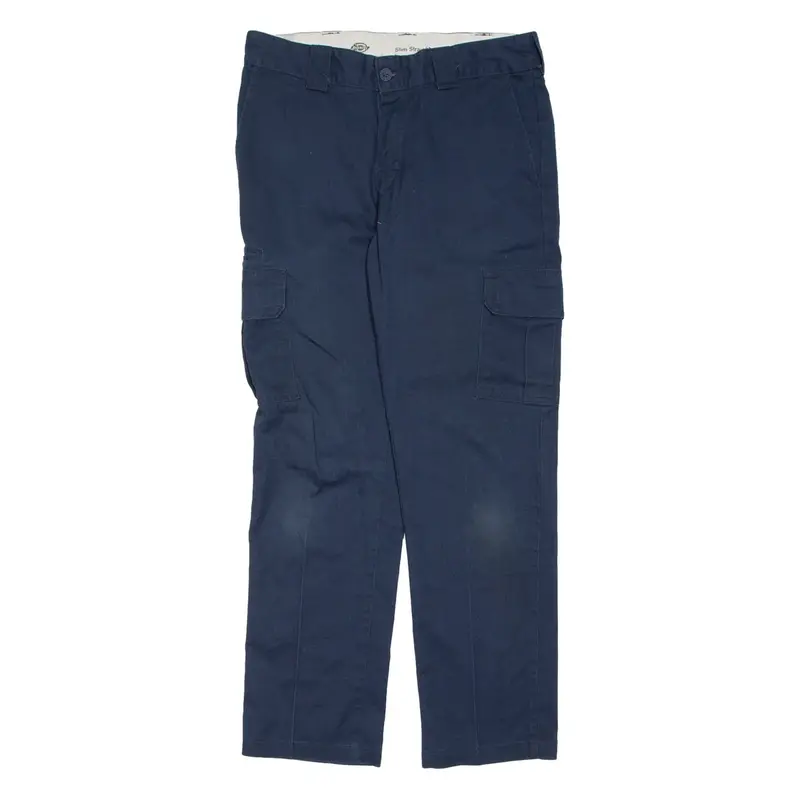 DICKIES Cargo Mens Trousers Blue Slim Straight W32 L30