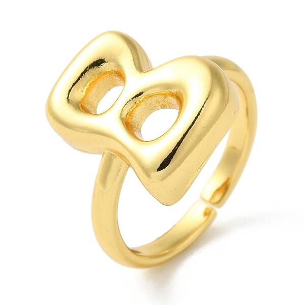 Initials Brass Open Cuff Ring for Women