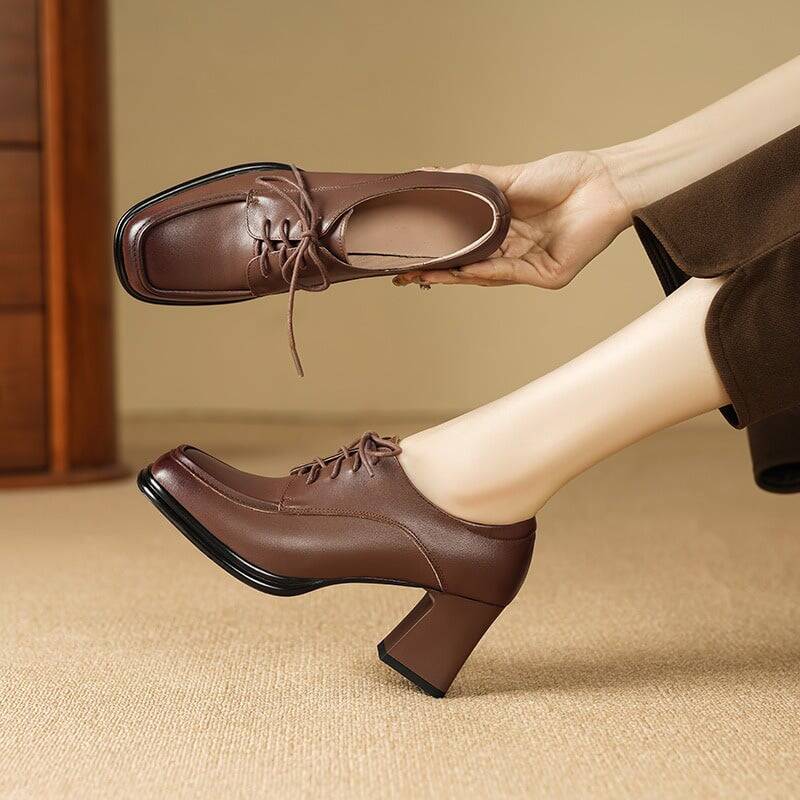 CHIKO Aalia Square Toe Chunky Heels Oxfords Shoes