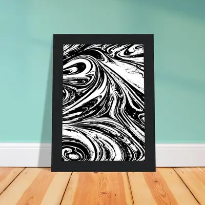 Black & White Swirl - Premium Matte Framed Poster