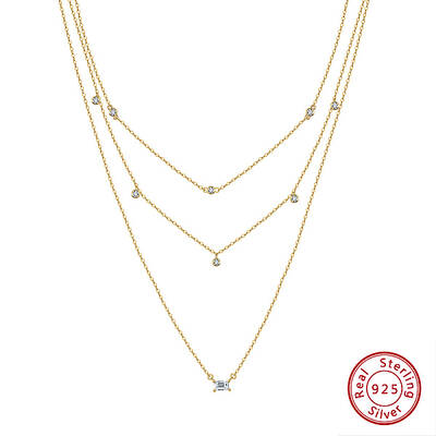925 Sterling Silver 3 Layer Necklaces