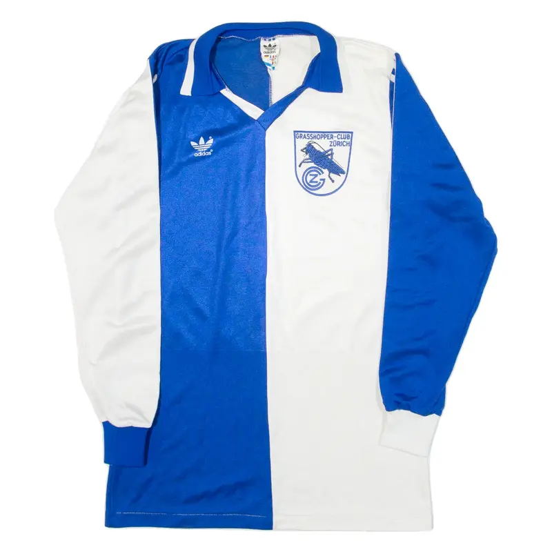 ADIDAS Club Zurich Mens Football Shirt Jersey Blue Long Sleeve Collared L