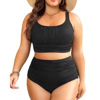 Tempt Me Plus Size Two Piece Swimsuit - Women Ribbed High Waisted Bikini Sets Tummy Control Bathing Suits 2025 Swimwear