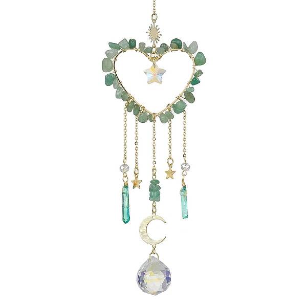 Natural Green Aventurine Chip Beads with Brass Findings Pendant Decorations