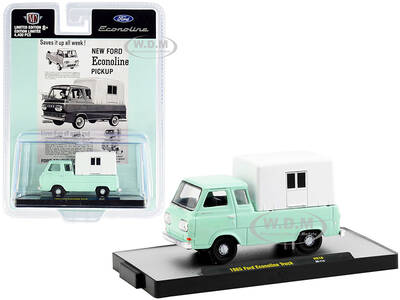 1965 Ford Econoline Pickup Truck with Camper Shell Mint Green and White Limited Edition to 4400 pieces Worldwide 1/64 Diecast...