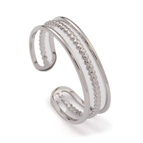 Non-Tarnish 304 Stainless Steel Triple Line Open Cuff Rings for Women