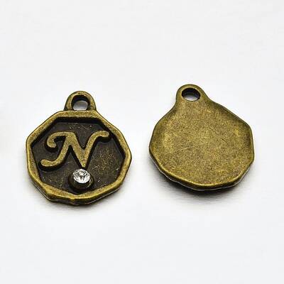 Antique Bronze Plated Alloy Rhinestone Charms