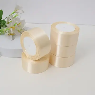 Solid Color Satin Ribbon, 5 Rolls DIY Rose Material Gift Silk Ribbon, Decorative Cake Gift Packaging Ribbon for Wedding Party...