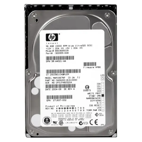 300955-008 HP 36.4GB Ultra-320 SCSI 10000 3.5-inch Hard Drive