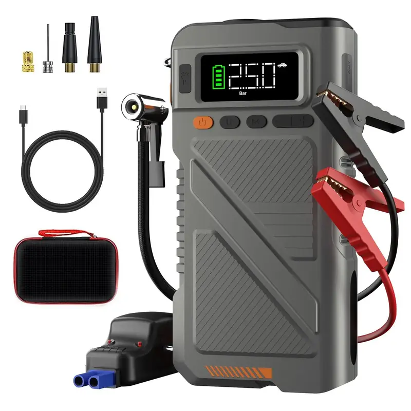 8000A Jump Starter with AirCompressor, LAFISOON Car BatteryPortable Jumper Box (AIl Gas/12LDiesel) 150PSl Tire Inflator Combo...