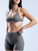 Women's Solid Crop Sports Bra & Shorts Sports Clothing Set, Sporty Casual Breathable Comfortable Set for Yoga Gym Workout Run...