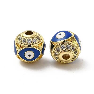 Brass Micro Pave Cubic Zirconia Beads