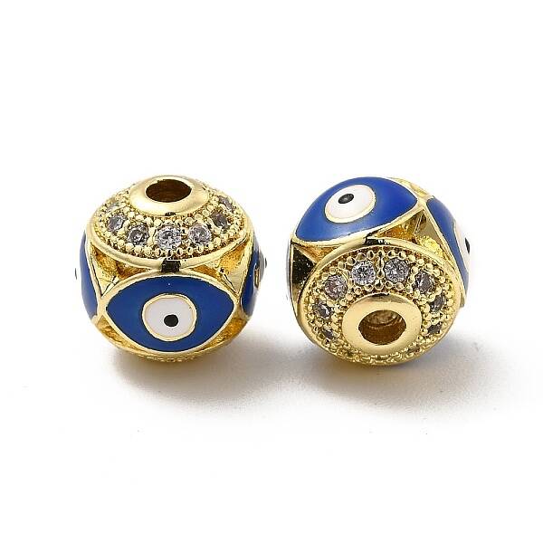Brass Micro Pave Cubic Zirconia Beads