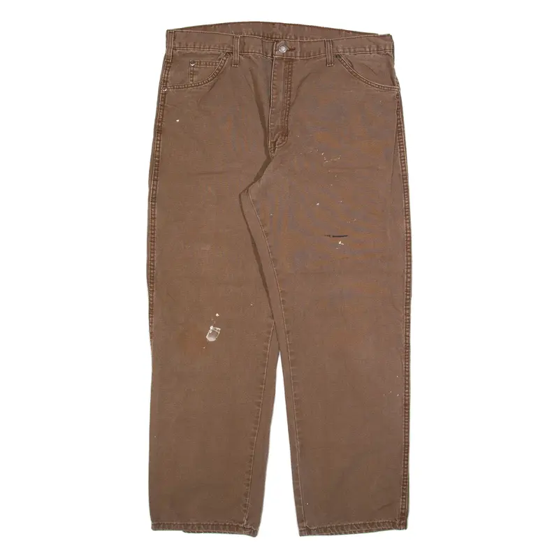 DICKIES Mens Trousers Brown Relaxed Straight W38 L30