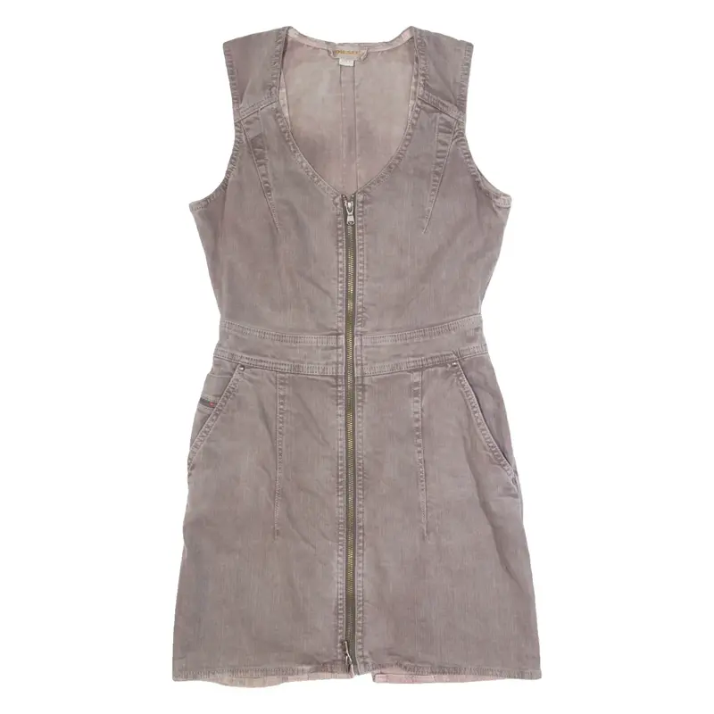 DIESEL Womens Pencil Dress Brown Denim Sleeveless Knee Length S