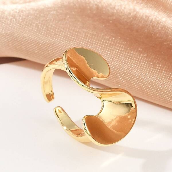 S-Shaped Brass Open Cuff Rings for Women