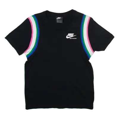 NIKE Womens T-Shirt Black V-Neck XS