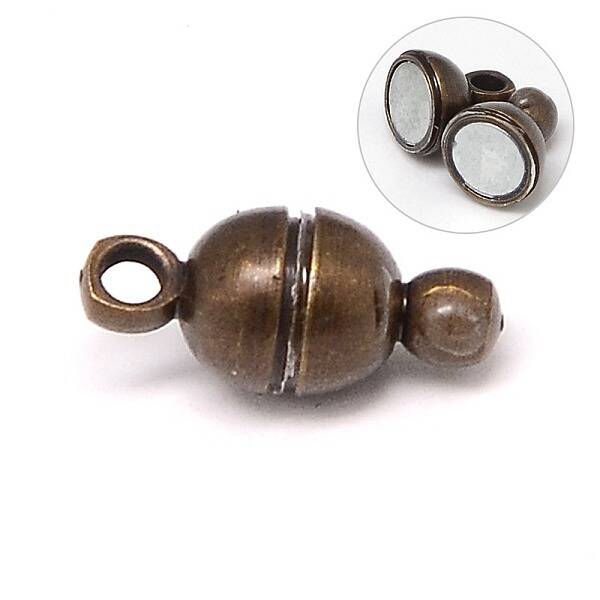 Round Brass Magnetic Clasps with Loops