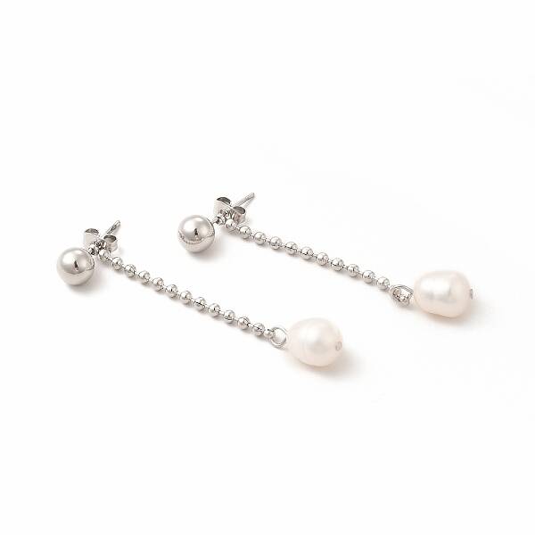 304 Stainless Steel Ball Chain Stud Earrings