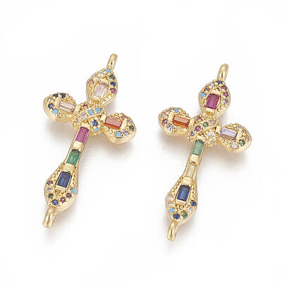 Brass Micro Pave Cubic Zirconia Links