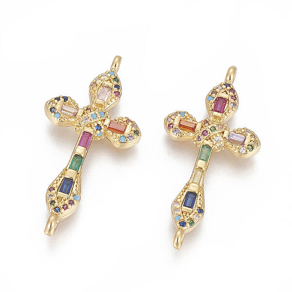 Brass Micro Pave Cubic Zirconia Links
