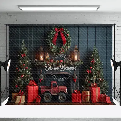Elegant Indoor Decorated Christmas Vibe Backdrop - Aperturee