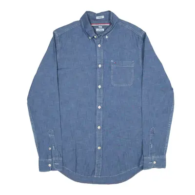TOMMY HILFIGER Indigo Yarns Plain Shirt Blue Long Sleeve Mens S