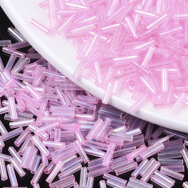 Transparent Colours Rainbow Glass Bugle Beads