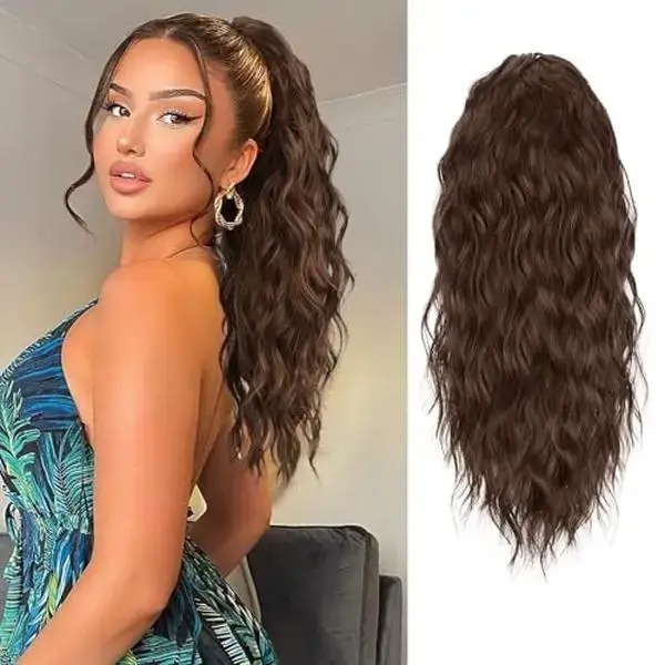 AISI QUEENS FallFreshness Claw Cilp Ponytails Extension for Women Curly 20 Synthetic Pony Tail Wavy Halloween Fluffy Hairpi...