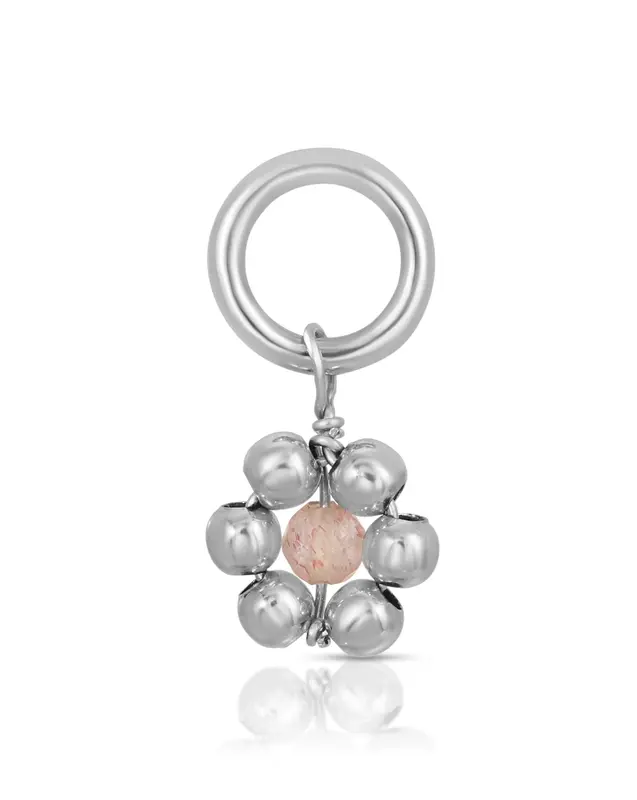 One Love Flowercita Birthstone Charms | Month/Gemstone: October - Pink Opal | Metal Color: Silver