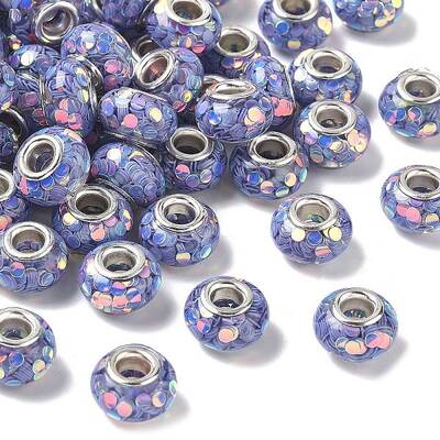 Transparent Resin Rondelle European Beads