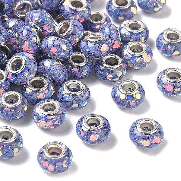 Transparent Resin Rondelle European Beads
