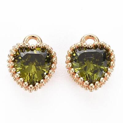 Brass Micro Pave Cubic Zirconia Charms