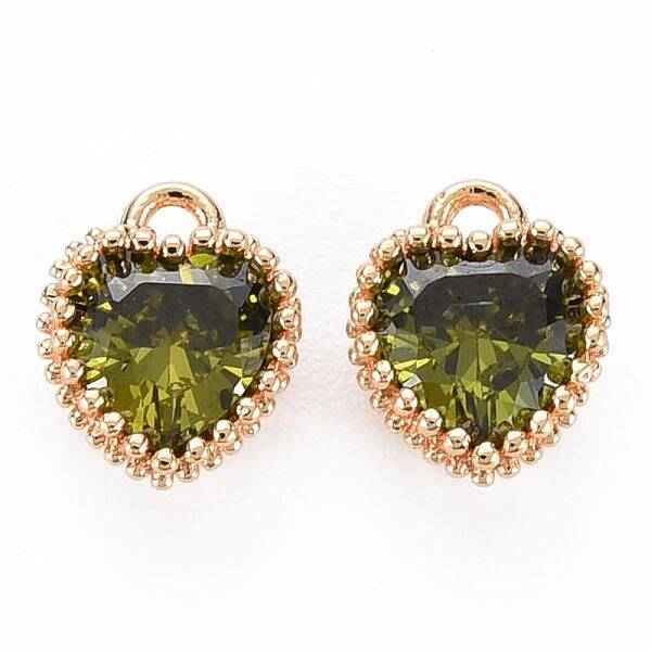Brass Micro Pave Cubic Zirconia Charms