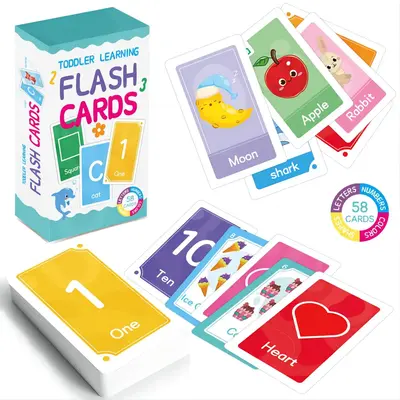 1 Box Children's Learning Flash Card, Color & Number & Shape & Rabbit Cognition Flashcards, Educational Toy for Kids, Colorfu...