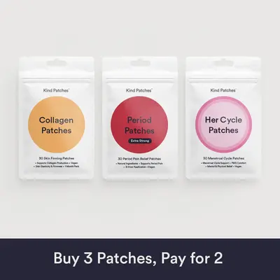 Kind Patches For Her Bundle, Collagen + Period Extra Strong + HerCycle Patches, 3 Months Supply, Supports Period Comfort, Col...
