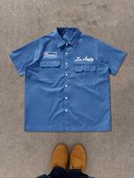 Men's Letter & Star Print Pocket Shortsleeve Shirt, Loose Casual Graphic Button Design Top for All Seasons, Fashion Men's Clo...